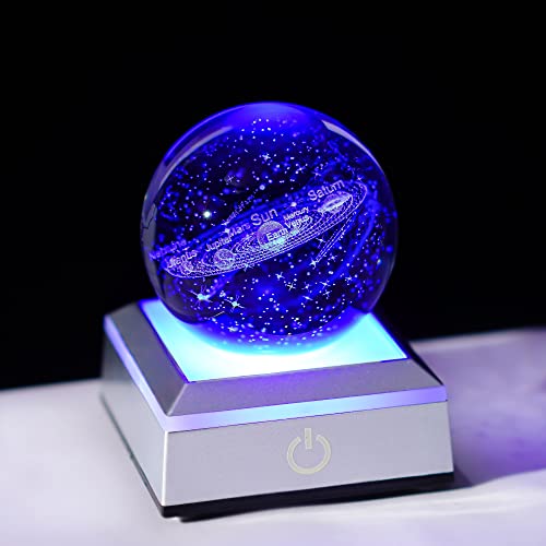 3D Sonnensystem Kristallkugel Mehrfarbiges Nachtlicht, Glas Sonnensystem Planeten Orbs Home Tischdekoration Astronomie Universum (60mm) von H&D HYALINE & DORA