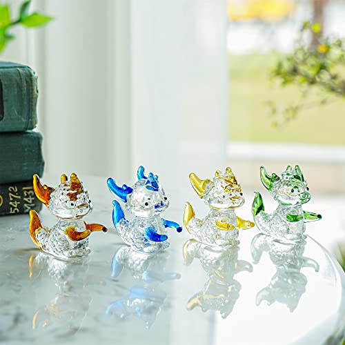 H&D HYALINE & DORA 4 stücke Nette Mini Glas Drachen Figuren mundgeblasen Bunte Glas Kunst Kleine Mythische Tiere Sammlerstück Geschenk Wohnkultur von H&D HYALINE & DORA