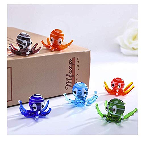 Mehrfarbige Oktopus Kunstglasfigur geblasene Mini Meerestiere, 6er Set von H&D HYALINE & DORA