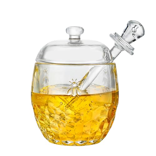 H&D HYALINE & DORA Honigtopf mit Schöpflöffel und Deckel, Honigglas aus Glas mit Schöpflöffel, Honigbehälter mit breiter Öffnung, luftdichter Sirup Honigspender für die Küche zu Hause (204 ml) H&D HYALINE & DORA Honigtopf mit Schöpflöffel und Deckel, Honigglas aus Glas mit Schöpflöffel, Honigbehälter mit breiter Öffnung, luftdichter Sirup Honigspender für die Küche zu Hause (204 ml) von H&D HYALINE & DORA