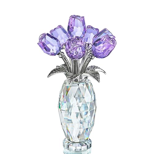 H&D HYALINE & DORA Kristallrose, violette Blumenfigur, Rosen-Geschenke für Mutter, Ehefrau, Oma, Glasblume, Sammlerstück, Valentinstag, Muttertag von H&D HYALINE & DORA