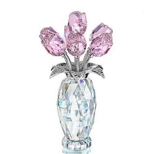 Rosa Kristall Rosenstrauß Statuensammlung, handgemachtes Rosengeschenk für Mama, Tischdekoration zu Hause Rosa Kristall Rosenstrauß Statuensammlung, handgemachtes Rosengeschenk für Mama, Tischdekoration zu Hause von H&D HYALINE & DORA