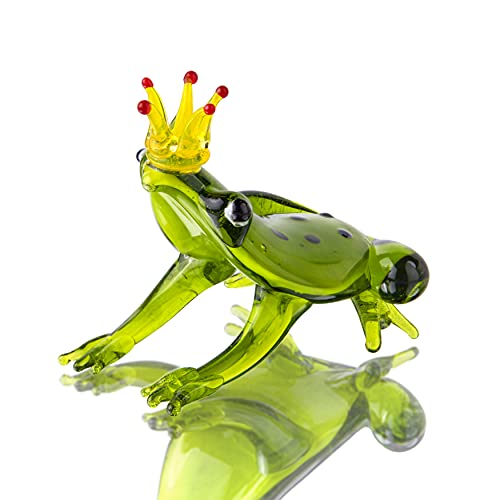 H&D Hyaline & Dora Handgeblasene Frosch Figur, Kunst Glas Miniatur Tiere, Glas Frosch Ornament Sammlerstück Geschenk von H&D HYALINE & DORA