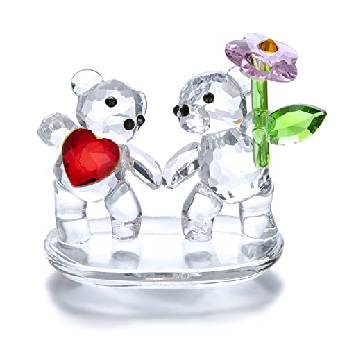 H&D Hyaline&Dora Kristall Liebes Blumen Bär Ornament geschliffenes Glas dekorative Figuren Craft Collection von H&D HYALINE & DORA