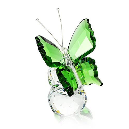 H&D Kristall Fliegend Schmetterling mit Glas Base Figurensammlung Schnitt Glas Ornament Statue Tier Sammler Briefbeschwerer, grün von H&D Hyaline&Dora