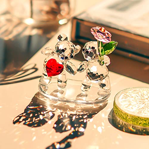 Kristall Liebe Blume Bär Ornament geschliffene Glasfiguren, Bastelkollektion für von H&D HYALINE & DORA