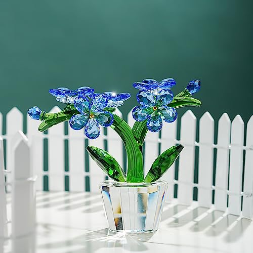 H&D Hyaline&Dora Kristall Vergiss Mich Nicht Blume Ornament blau Glas Blume Figur von H&D Hyaline&Dora