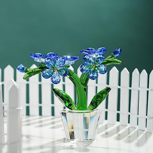 H&D Hyaline&Dora Kristall Vergiss Mich nicht Blume Ornament blau Glas Blume Figur von H&D HYALINE & DORA