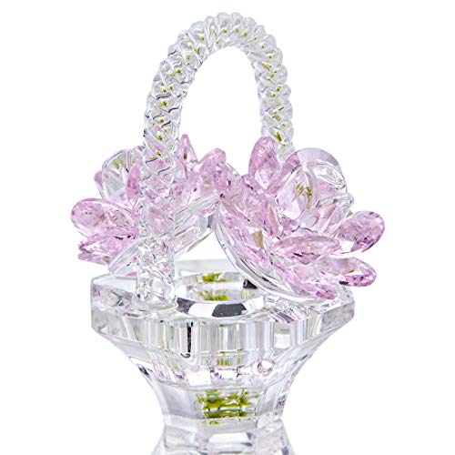 H&D HYALINE & DORA Glas Blumenvase Ornament Tischdekoration Kristall Rosa Blumenvase Figur Blumenkorb Briefbeschwerer von H&D HYALINE & DORA