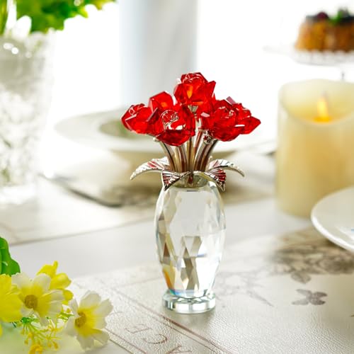 H&D Hyaline & Dora Rote Kristall Rosenfigur, Glasblumenstrauß Geschenke für Frauen,handgefertigte Kristallblume Sammlerstück, Heimtischdekoration für Valentinstag, Hochzeit H&D Hyaline & Dora Rote Kristall Rosenfigur, Glasblumenstrauß Geschenke für Frauen,handgefertigte Kristallblume Sammlerstück, Heimtischdekoration für Valentinstag, Hochzeit von H&D HYALINE & DORA