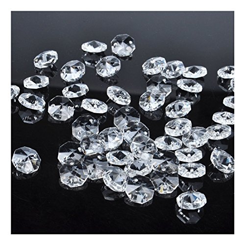 H&D 100 Stück Klare Kristall Girlande Kronleuchter Achteck Perlen Glas DIY Lampe Dekor 18mm von H&D