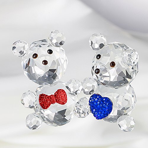 H&D HYALINE & DORA 2 Stück Kristall Baby Bär Figur Sammlung,Briefbeschwerer Tierbär aus Glas von H&D HYALINE & DORA
