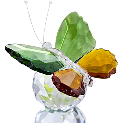 H&D Kristall Schmetterling Figur Schnitt Glas Ornament Tier Sammlerstück Tischplatte Herzstück,Grün und Braun von H&D