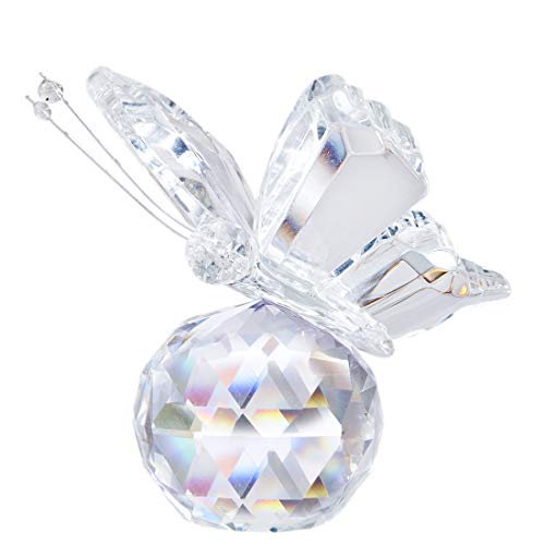 H&D Kristall Fliegend Schmetterling mit Base Figurensammlung Schnitt Glas Ornament Tier Briefbeschwerer,klar von H&D HYALINE & DORA