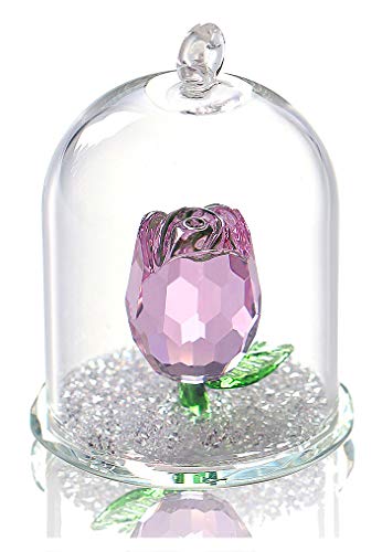 H&D Kristall verzauberte Rosen-Blumen Figürchen Traum Verzierung in den Glaskuppel Hochzeits von H&D Hyaline&Dora