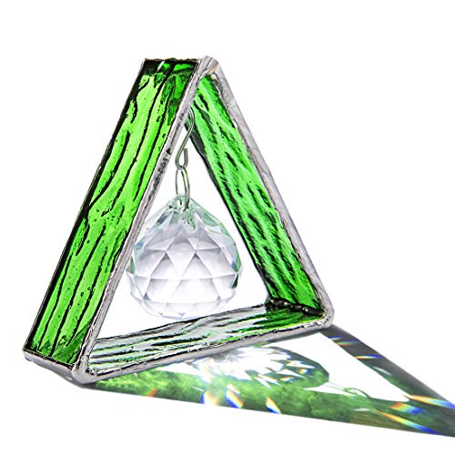 H&D Stehende Glasmalerei Pyramide Sonnenfänger mit 30mm Kristallkugelprisma,Hängendes Fenster Ornament von H&D
