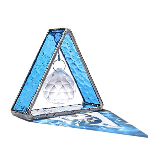 H&D Stehende Glasmalerei Pyramide Sonnenfänger mit 30mm Kristallkugelprisma,Hängendes Fenster Ornament von H&D