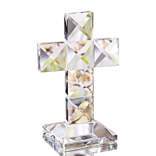 H&D Traditionelles Kristallkreuz stehend,Briefbeschwerer aus Glas für die Tischdekoration,12cm von H&D