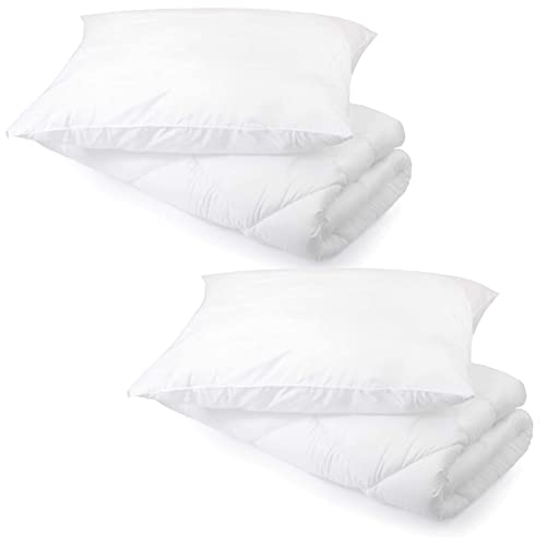 H&F Heimtextilien Bettdecke Set 4 Jahreszeiten | Bettwaren Set Steppbettdecke und Kopfkissen | Allergiker bettwäsche mit Oeko-TEX Zertifiziert | 2er Set Schlafdecke 135 x 200 + Kopfkissen 80 x 80 cm von H&F Heimtextilien