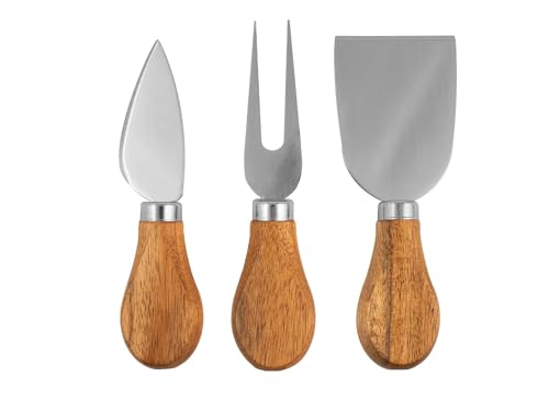 H&h set 2 coltelli e 1 forchettina da formaggio inox e legno von H&H