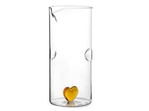 H&h caraffa in vetro borosilicato con cuore ambra lt 1,4 von H&H