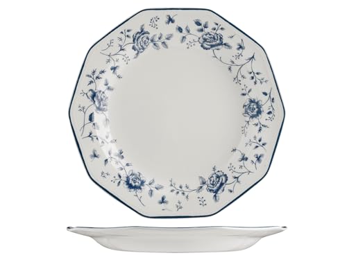 H&H Rose Blue Earthware Speiseteller, 26 cm, 6 Stück von H&H