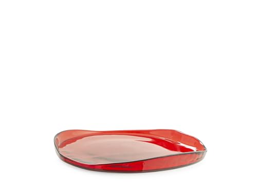 H&h set 6 piatti mush in vetro metallizzato rosso cm 21 von H&H