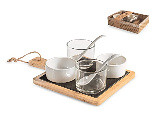 H&h set 8 pezzi aperitivo in bamb e ardesia con coppette von H&H