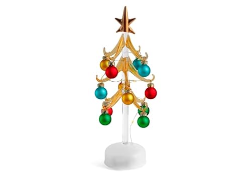 H&h albero in vetro con decorazioni colorate e led h25cm von H&H