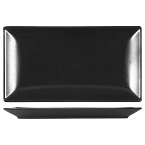 H&H Boston Rechteckiger Teller 25 x 15, Schwarz, Steingut ? 6er-Pack von H&H