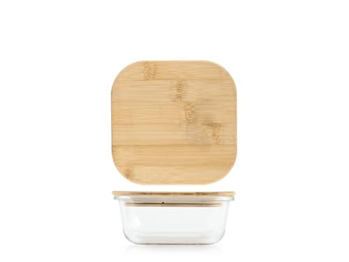 H&H Contenitore Quadrato In Vetro Con Coperchio Bambu Ml 310 von H&H