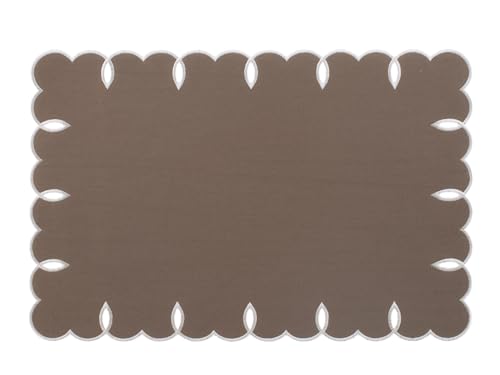 H&h set 4 tovagliette sagomate in cotone e lino marrone cm 45x30 von H&H