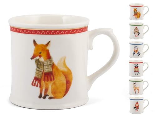 H&h set 6 mug, new bone china, decoro winter animal, cc350 von H&H