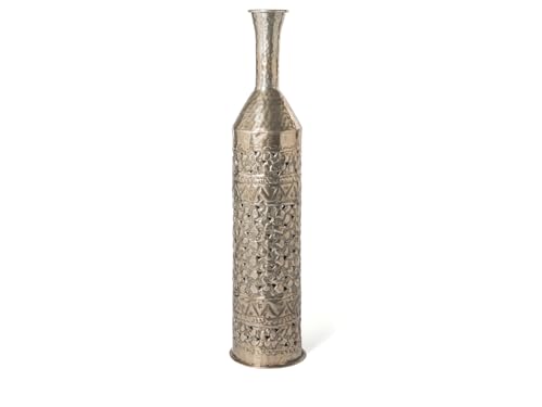 H&h vaso chennai in alluminio decorato inciso a texture colore argento cm 17x75 von H&H