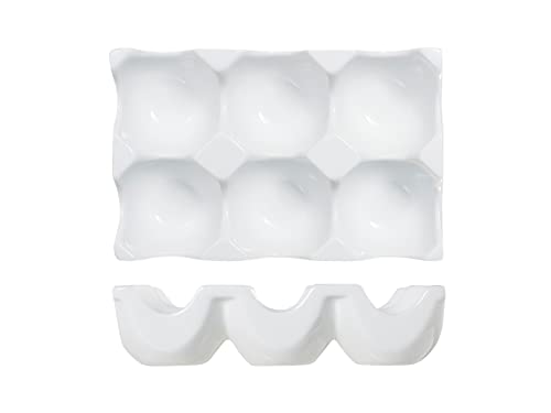 H&h porta uova rettangolare 6 posti in porcellana bianca cm 14x9 von H&H