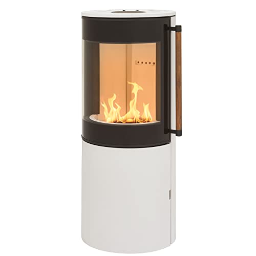 H&M Mono 3.0 runder Kamin-Ofen in Stahl Creme Weiß Moderne 160° Sichtscheibe Reeling-Griff Holz-Fach mit separater Tür 7kw 116cm Höhe innovatives Design klein von H&M Germany