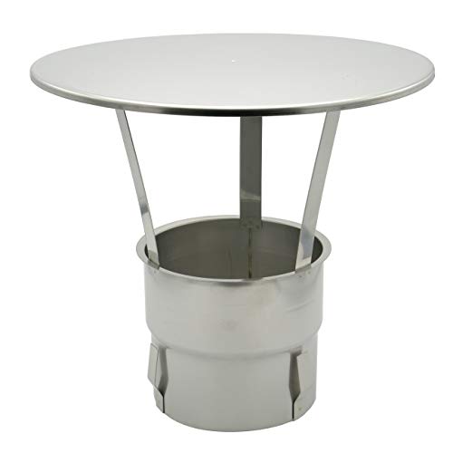 Regen-Haube mit Einschub 130mm Kaminhut aus Edelstahl mit Spannfedern ohne Werkzeug montierbar Säurebeständig zum einstecken universal langlebig passgenau von H&M Germany