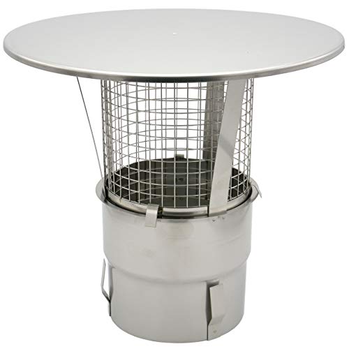 Regen-Haube mit Einschub und Funkenschutz 130mm Kaminhut aus Edelstahl mit Spannfedern ohne Werkzeug montierbar Säurebeständig zum einstecken universal und langlebig von H&M Germany