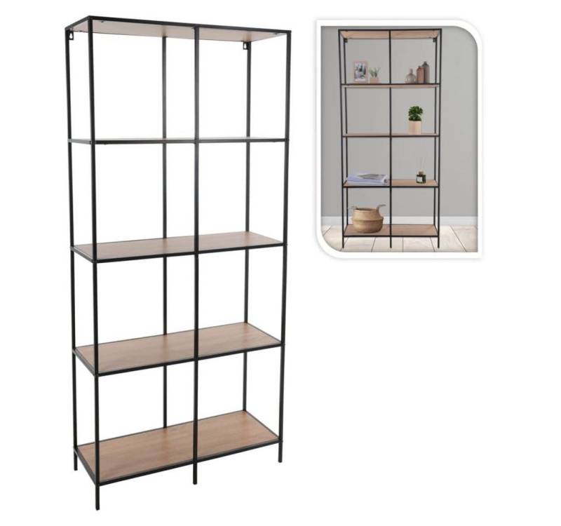 H&S Collection Bücherregal Wandregal mit 4 Böden 78x30x170 cm Natur und Schwarz, 1-tlg. von H&S Collection