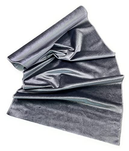 Modischer Tischläufer aus Samt 36 x 200 cm Tischfahne schmales Tischtuch mit geraden Enden (Grau) von H&S Collection