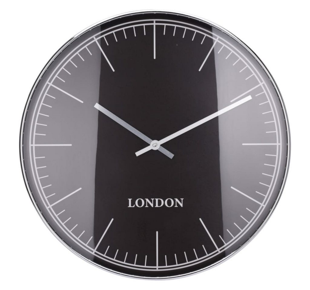 H&S Collection Wanduhr Wanduhr mit Silberrand London Schwarz und Silbern von H&S Collection