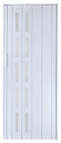 Falttür Schiebetür Tür weiss farben mit Fenster blickdicht Höhe 201 cm Einbaubreite bis 94,5 cm Doppelwandprofil Neu von H&S