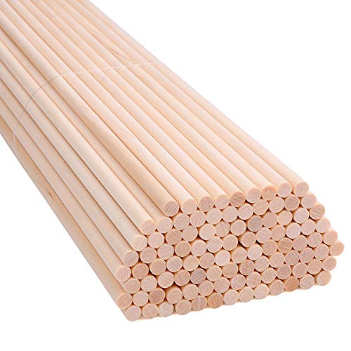 H&S Holzstab Rundholz - 100 Stück - 15cm x 4mm Bastel Holzstäbchen - Lang, Rund und Unbehandelt - Ultra glatte Holzstäbe zum Basteln oder als Holzdübel von H&S