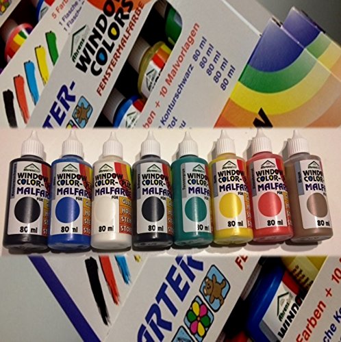 H&S Window Color Farben 80ml 12er Starter Set inkl. 4 Konturenfarben von H&S