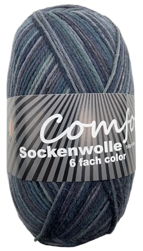 6-fädige Sockenwolle Strumpfwolle -150gr Knaul- 375m Lauflänge - dicke Wolle für besonders warme Socken – grosse Farbauswahl (001) von H&W Vertrieb