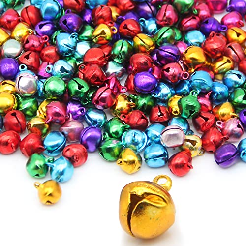 H&W 200Pcs Kleine Schellen Glocken,13mm Bunte Metall Handwerk Glöckchen, DIY Glocken für Weihnachten, 7 Farben Jingle Bells für Handwerk,Katzenhalsbänder und Schmuck Machen von H&W