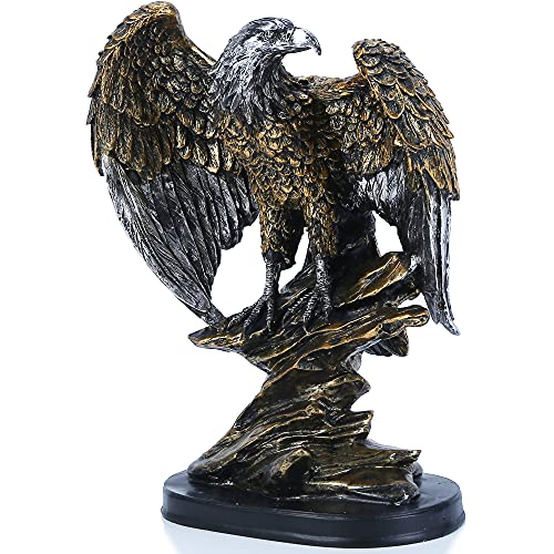 H&W 26cm H Patriotischer Adler Statue,Sandstein Harz Skulpturen für Männer,Wildvogel Adler Figuren,Abstrakte Kunst Statue Sammelfiguren für Home Büro Wohnzimmer Bücherregal Tabelle Desktop-Dekor von H&W