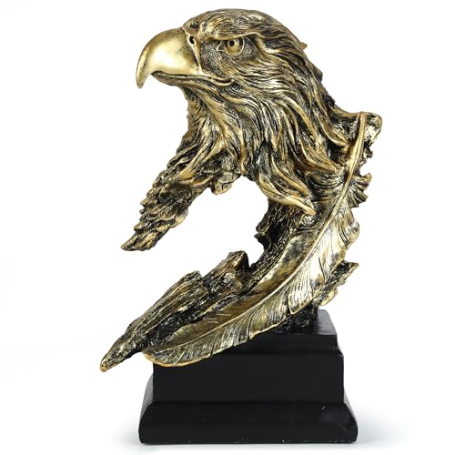 H&W Goldener Weißkopfseeadler Figuren - Das Nationalemblem der USA - Statue Dekoration für Zuhause/Arbeitszimmer/Wohnzimmer, tolle Sammelfiguren, bestes Geschenk für den Mann, Golden (HH17-D4) von H&W