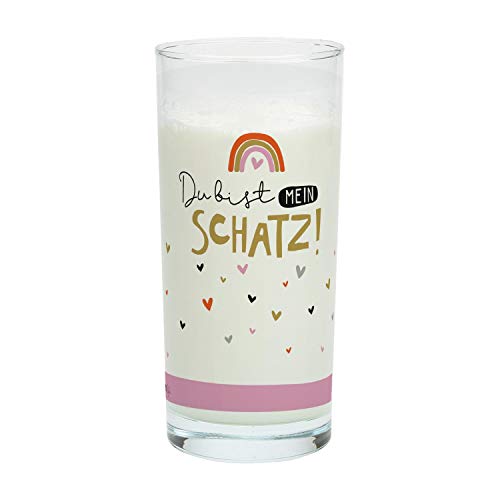 H:) PPY life Trinkglas Motiv "Schatz" | Glas mit Motivdruck, Wasserglas, 50 cl | Geschenk Geburtstag, Liebe, Freundschaft | 46730 von H:)PPY life