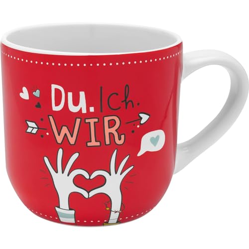 H:) PPY life Tasse groß Motiv "Du, ich, wir" | Kaffeetasse, Steinzeug, Tasse mit Spruch, 50 cl, in Geschenkbanderole | Geschenk Paare, Liebe, Valentinstag | 48548 von H:)PPY life